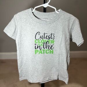 Gildan Kids Gray Tee with Green Clover Text